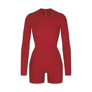 Skims soft lounge button up Henley  onesie